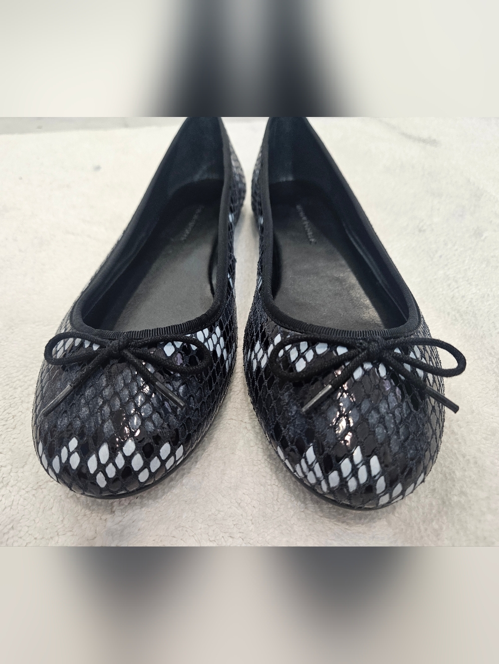 Banana Republic Black Snake-Print Ballet Flats with Bow